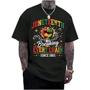 Juneteenth 1865 Multi Style Graphic T-Shirt Bundle, Breaking Every Chain Fist African Flag Vintage Oversized Tee, Black History Freedom Unisex Top, 100% Soft 180g Cotton S-3XL