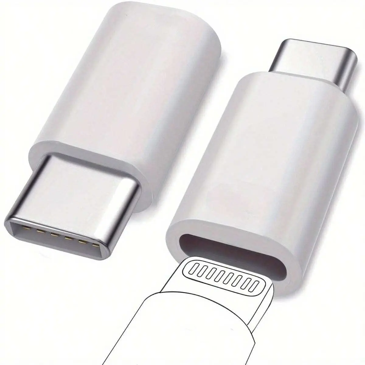 2Pack USB-C to iPhone Adapter, Female Connector, Fast Charging & Data Sync, Compact Design, Cellphone