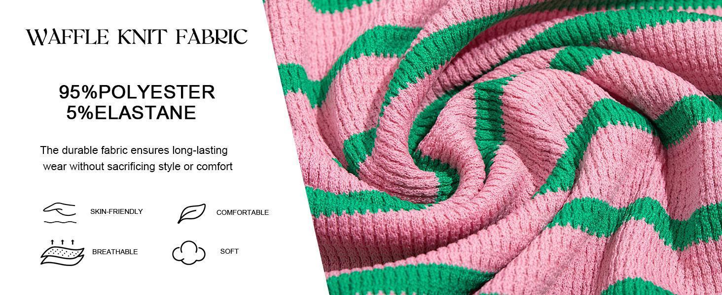 Imily Bela Womens Oversized Striped Sweatshirts Henley Shirts Color Block Casual Pullover Waffle Knit Tops