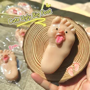Funny Tongue Out Realistic Big Foot Squishy Toy, Pop Out Tongue Squeeze Fidget Toy, Novelty Prank Gag Stress Relief Desk Toy, Weird Satisfying Birthday Gift for Adults Teens Office Classroom