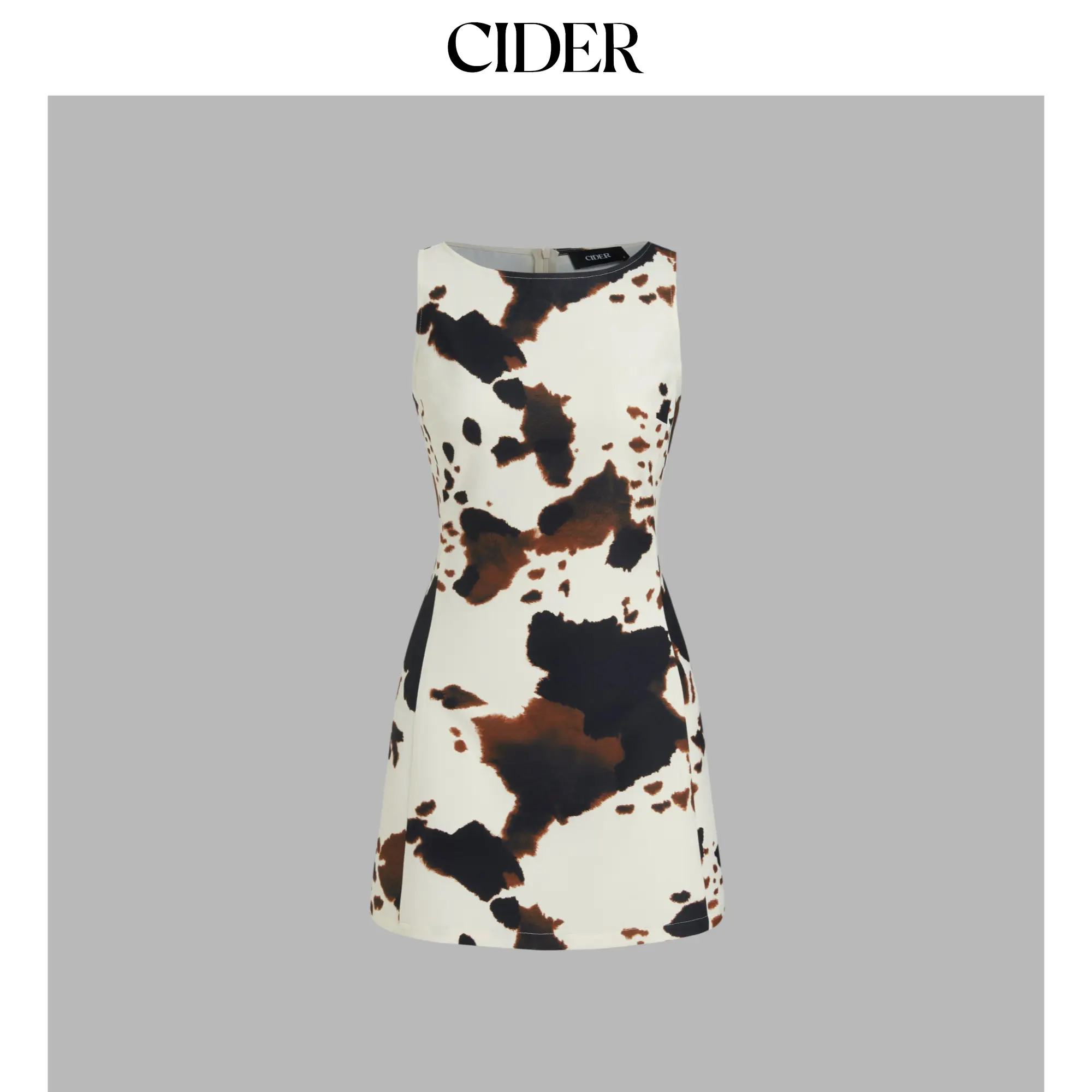 Cider Boat Neck Leopard Print Zipper Mini Dress SummerFinds