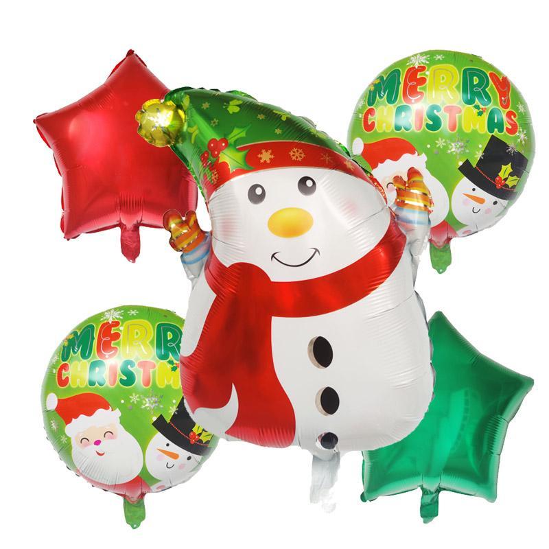 5pcs Merry Christmas Balloons Decoration Cute Snowman Santa Xmas Tree Balloon For New Year 2025 Home Ornaments Globos Noel Gifts