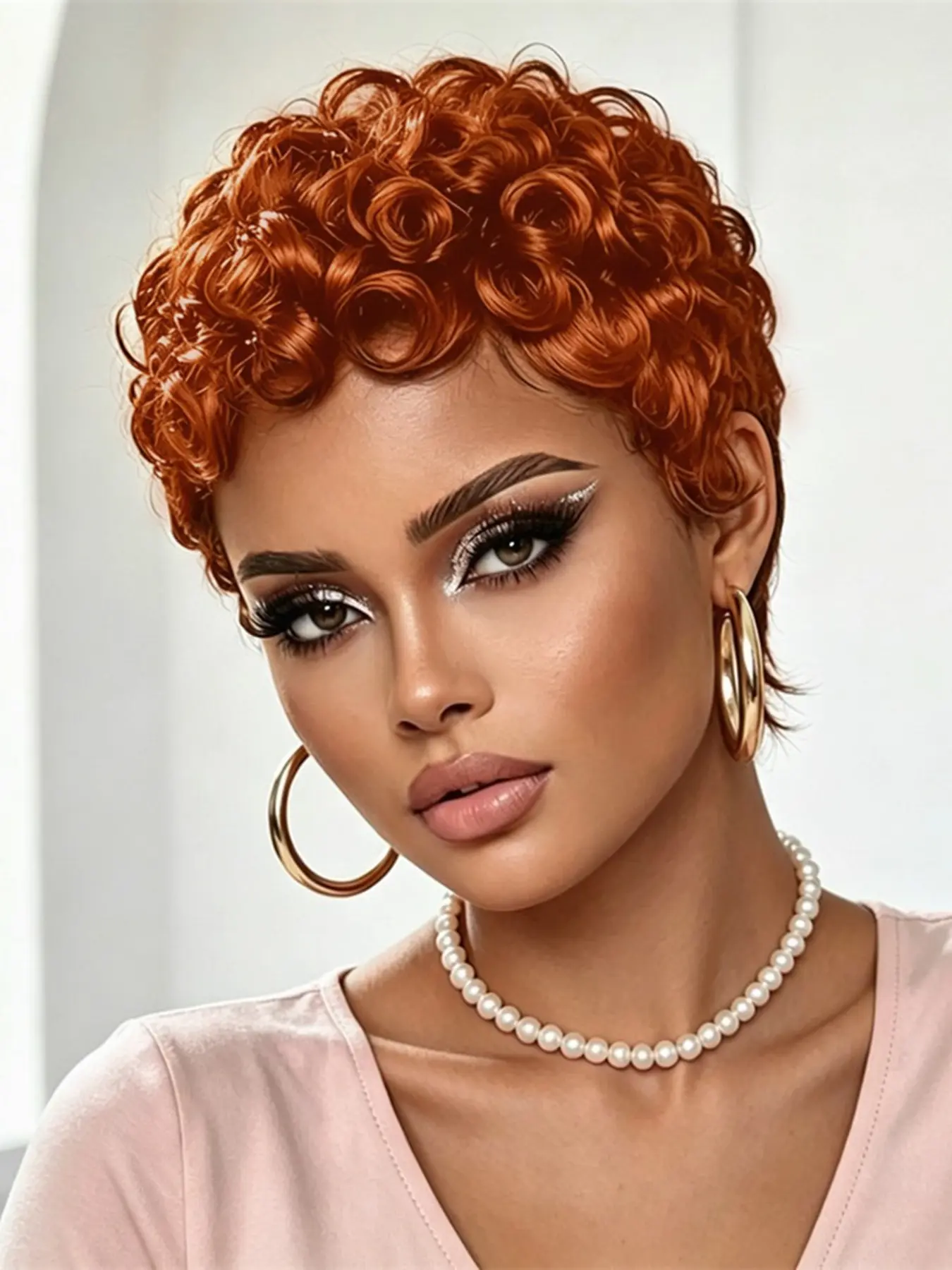 Pixie Wig Human Hair, Short Curly Wavy Wig with Bang, Elegant Style for Daily Use, Stylish Hairpiece, Short Hair Wig