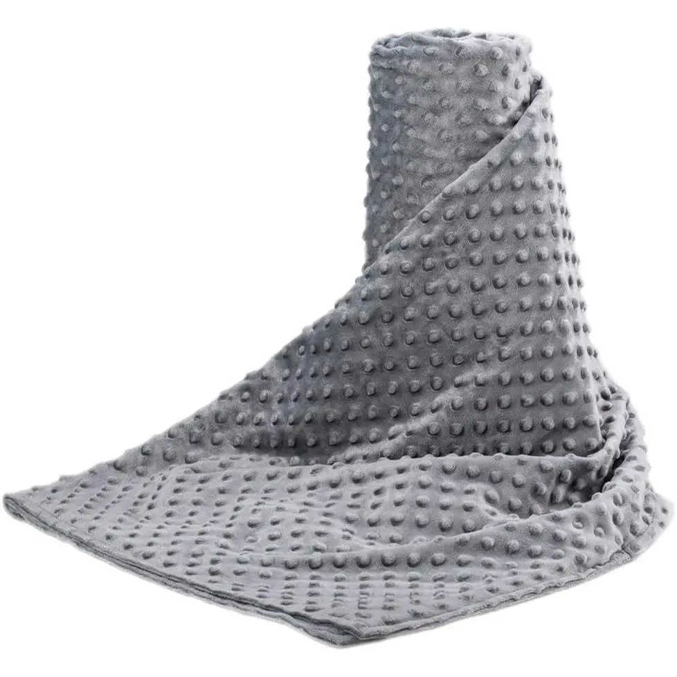 Weighted Blanket Cover 48x72, Grey Minky Dot & Fleece Removable Duvet Cover with 12 Ties, Washable Fabric for 48x72 Weighted Blankets, Soft Minky and Cozy Fleece -Sided Cover