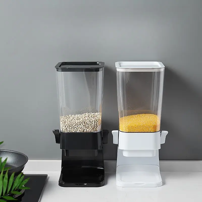 Cereal Dispenser Countertop Black，Ideal for Storing Dry Foods And Snacks Like Oats, Nuts, Grains, And Candies, As Well As Kitchen Utensils