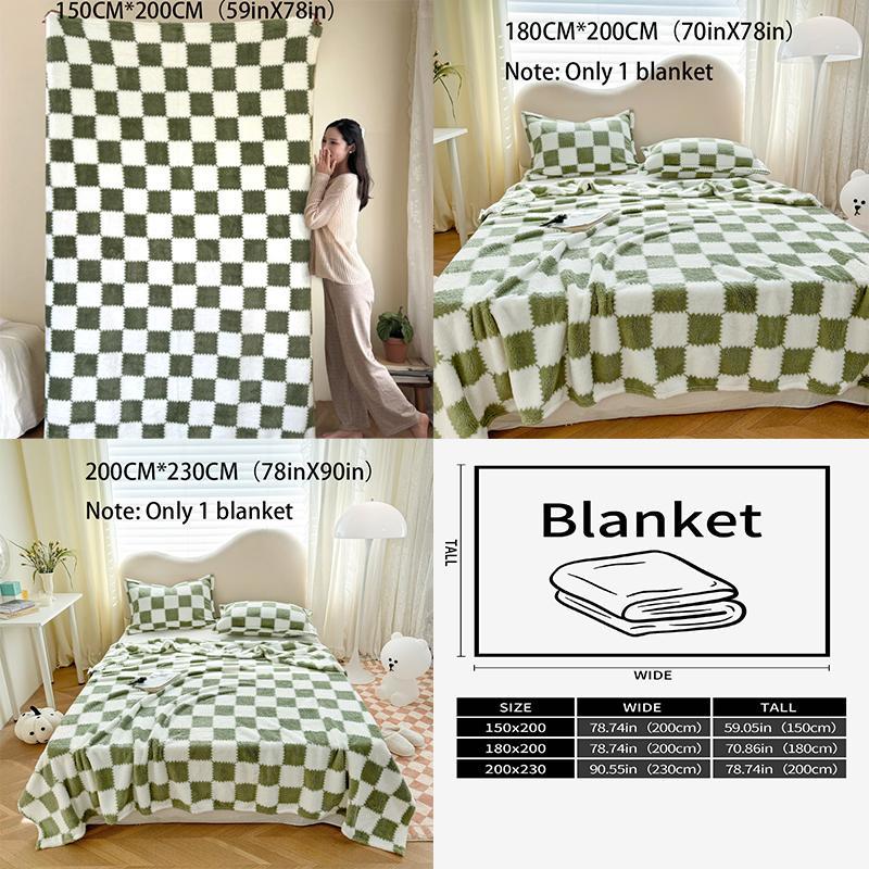 Checkerboard Pattern Blanket, 1 Count Soft Comfortable Warm Throw, Air-conditioned Room Warm Nap Blanket for Home Dormitory Camping  Office