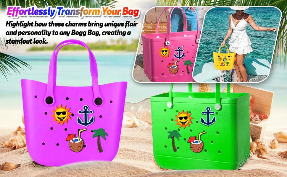 4Pcs Beach Bag Accessories PVC Rubber Totes Inserts Charms for Bogg Bag