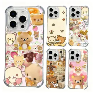Rilakkuma Cute Bear Sweet Dessert INS Collage Phone Cases For iPhone 17 Promax Pro Air 16 Plus 15 14 13 12 11 X/XS Shockproof Protective Cover Perfect Christmas Halloween Birthday Gift