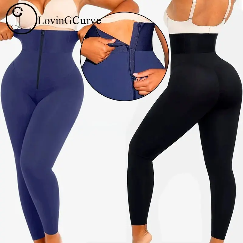 Women's High Waisted Shapewear Butt Lifting Pants with Zipper Tummy Control Slimming Fitness Yoga Pants High Elasticity