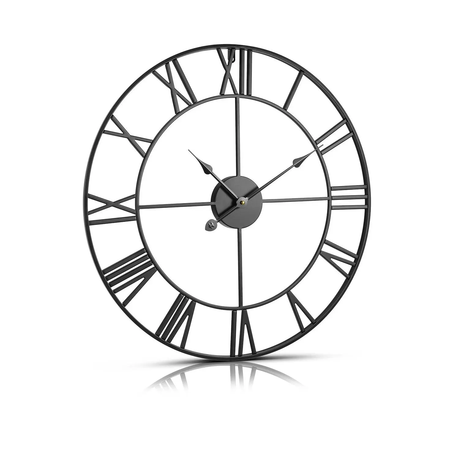 VEVOR Wall Clock, 24 in Wall Clock Roman Numerals, Battery Operated Non Ticking Silent Classic Decorative Round Clocks, for Living Room Bedroom Office Kitchen Dining Room Home Decor Farmhouse, Black
