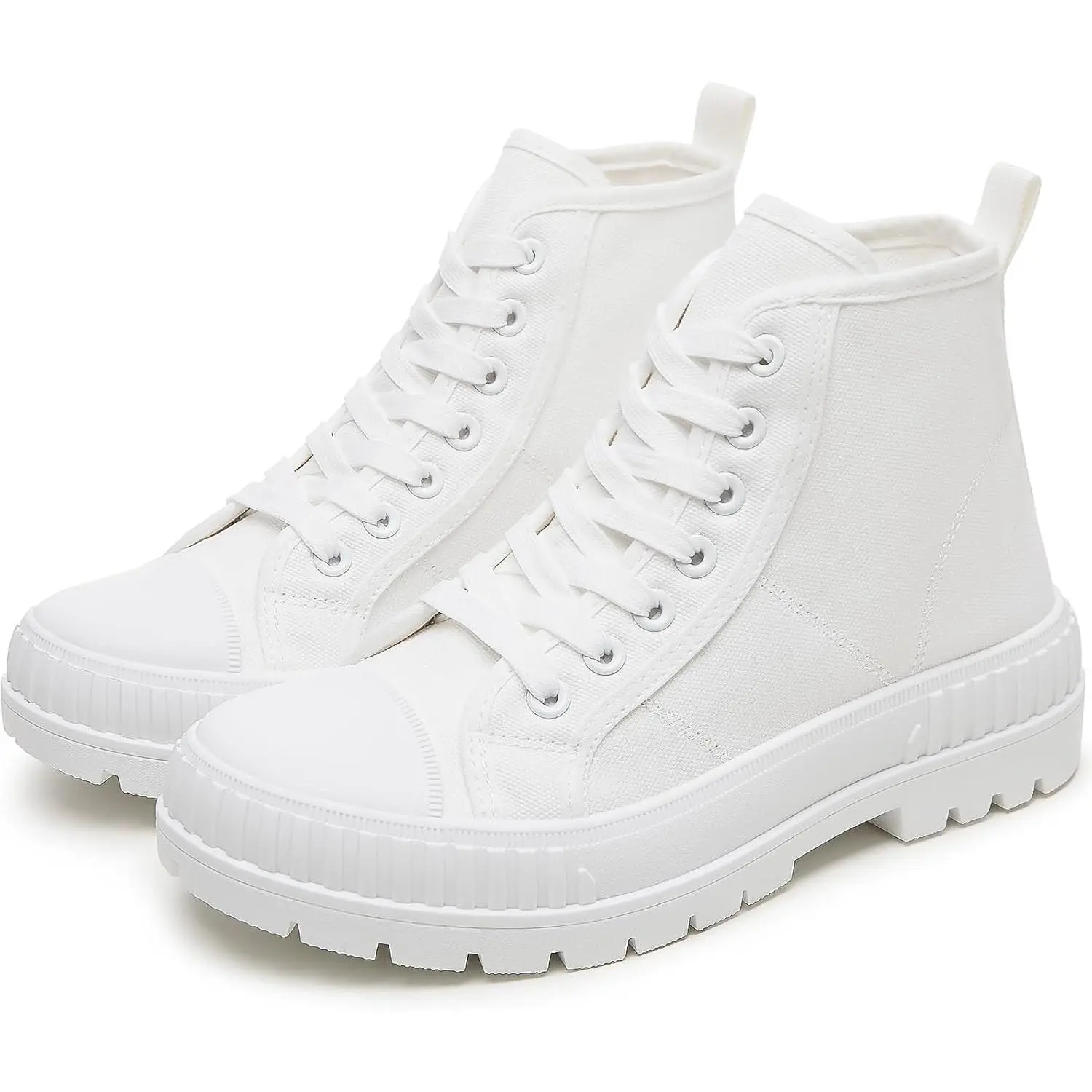 Women's High Top Canvas Sneakers with a Chunky Platform, Fashion Casual Lace-Up Walking Shoes for Everyday Wear, Platform Sneakers