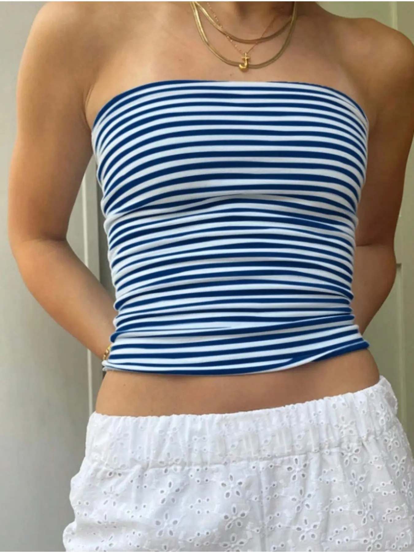 Daily Casual and Comfortable Fashion Casual Chic Sleeveless Strapless Striped Women's Strap Top, Casual Tank Top, Womenswear