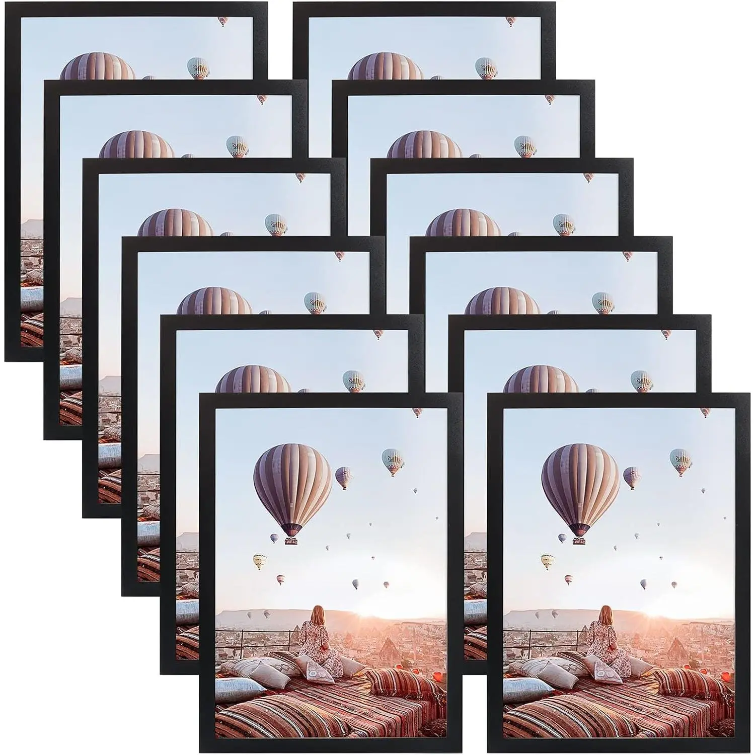 8.5x11 Magnetic Frame Sheet with Self Adhesive Backing, 12 Pack Magnetic Photo Picture Frames for Poster Certificate, Ideal for Refrigerator Office Glass Window Door Cubicle Tile