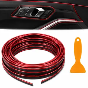 5M Car Interior Molding Trim Strip, Flexible Decorative Insert Strip for Dashboard, Door Panel, Air Vent & Center Console, with Installation Tool
