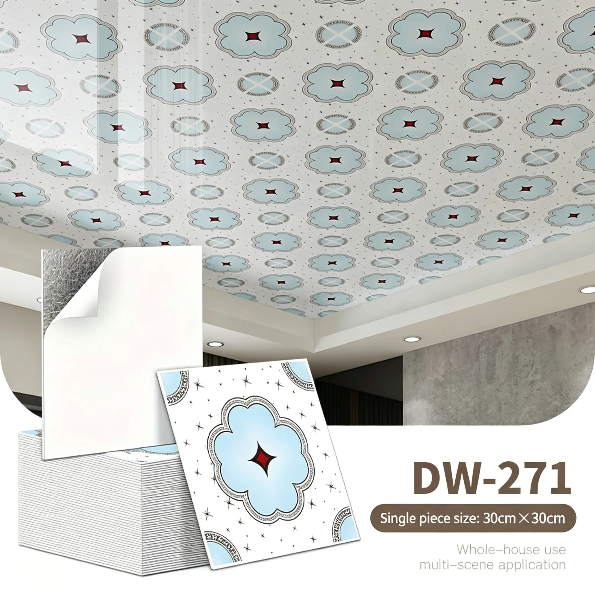 40pcs Self-Adhesive Tile Wallpaper, PVC Kitchen Oil-Resistant Wall Sticker, Smooth Washable Ceiling & Wall Renewal Decor