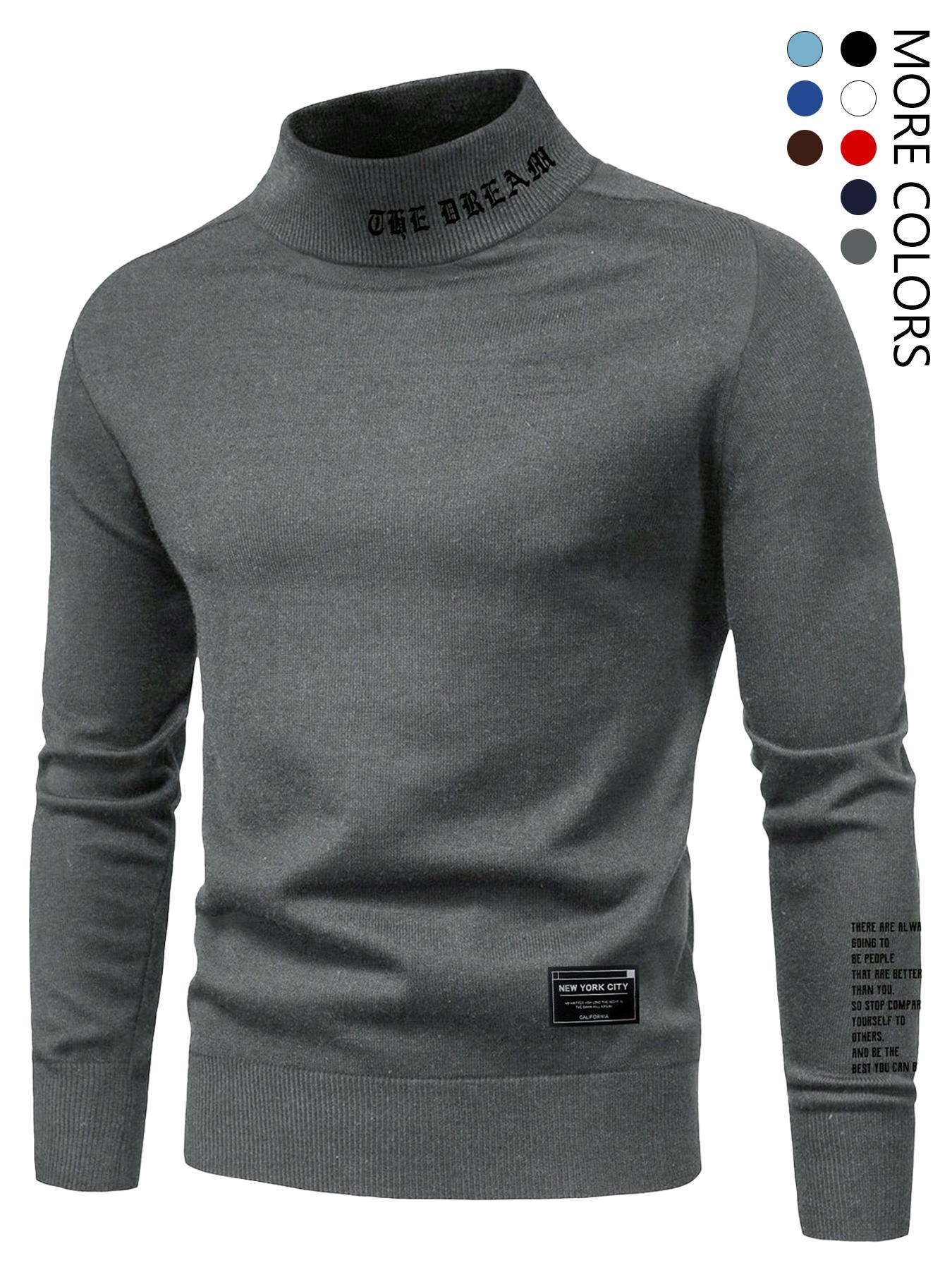 Men's Letter Print Stand Collar Sweatshirt, Regular Fit Casual Long Sleeve Pullover for Fall & Winter, Men's Clothes for Daily Wear