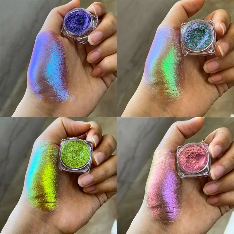 Metallic Chameleon Nail Pigment Powder, Multi-Color Shifting Formula for Iridescent Chrome Mirror Effect Manicure & Nail Art, Shifting Pigment, Chameleon Nail Powder