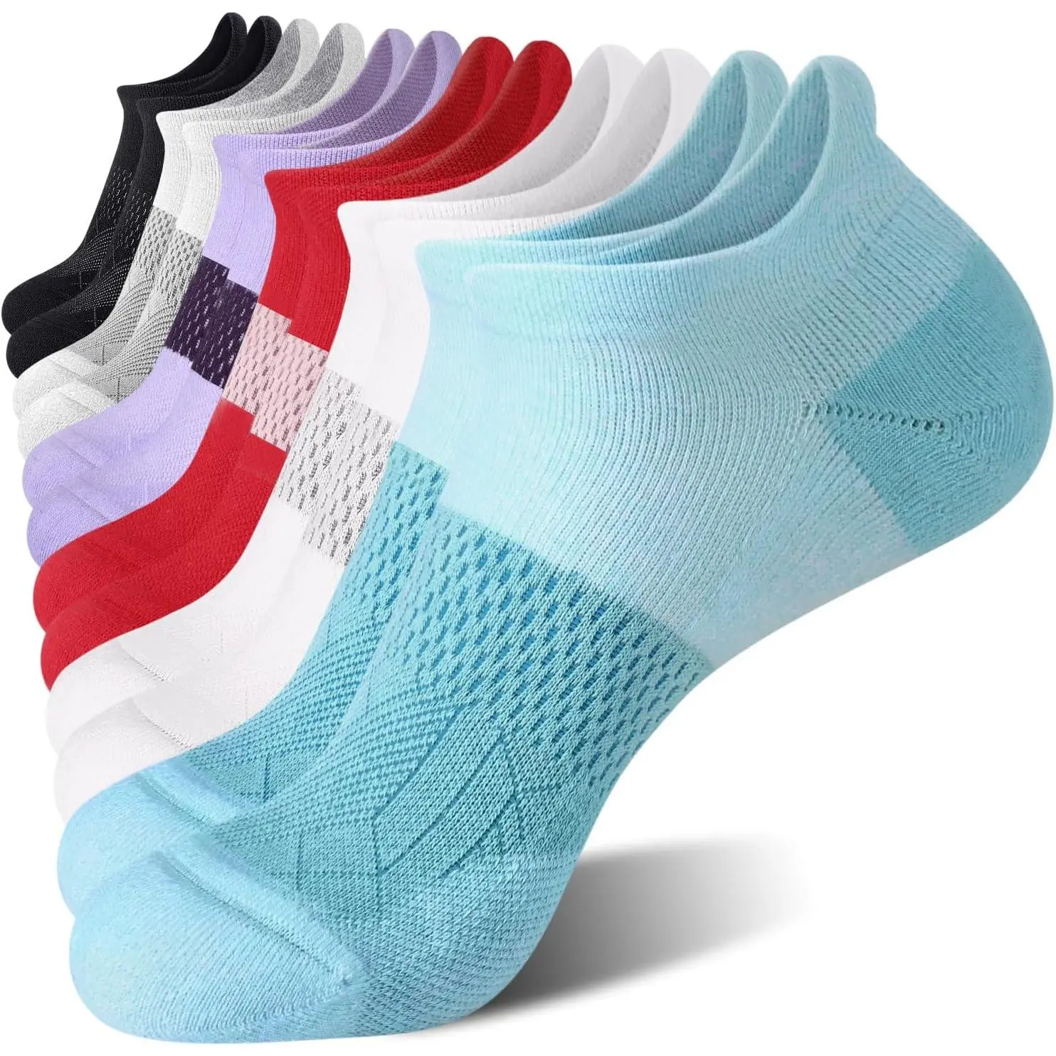 5-6 Pairs Ankle Running Socks  Women Athletic Cushioned Low Cut Tab Sports Socks