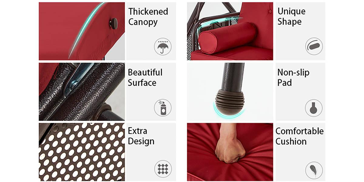 3-Seat Outdoor Patio Swing Chair, Swing Glider with Removable Cushion and Convertible Canopy, Ideal for Deck, Patio, Garden 3-Seat Outdoor Patio Swing Chair, Swing Glider with Removable Cushion and Convertible Canopy, Ideal for Deck, Patio, Garden