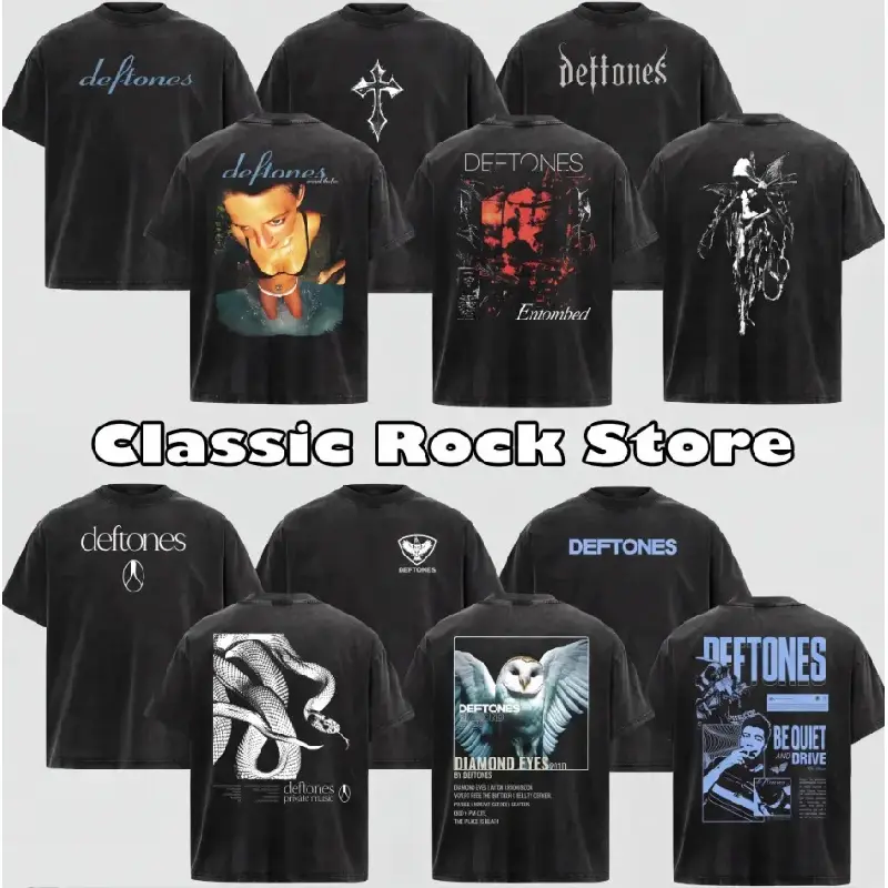 [KM 100%cotton] Retro Limited Deftones Entombed Heavy Metal , Deftones rock band , metal band , rock tour t-, alternative band merch, trending t-, 90s graphic tee, vintage graphic tee, grunge aesthetic , classic rock merch funny shirts humortee,Streetwear
