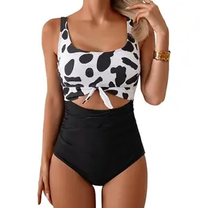 2026 Women's One-piece Swimsuit Belly Slim Swimsuit Hollow Lace-up Swimsuit Fashionable Versatile Trend New