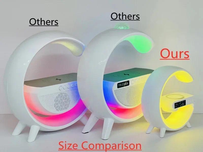 Multifunction RGB Light Bluetooth Speaker Alarm Clock 15W Wireless Charger Stand Pad Fast Charging Station