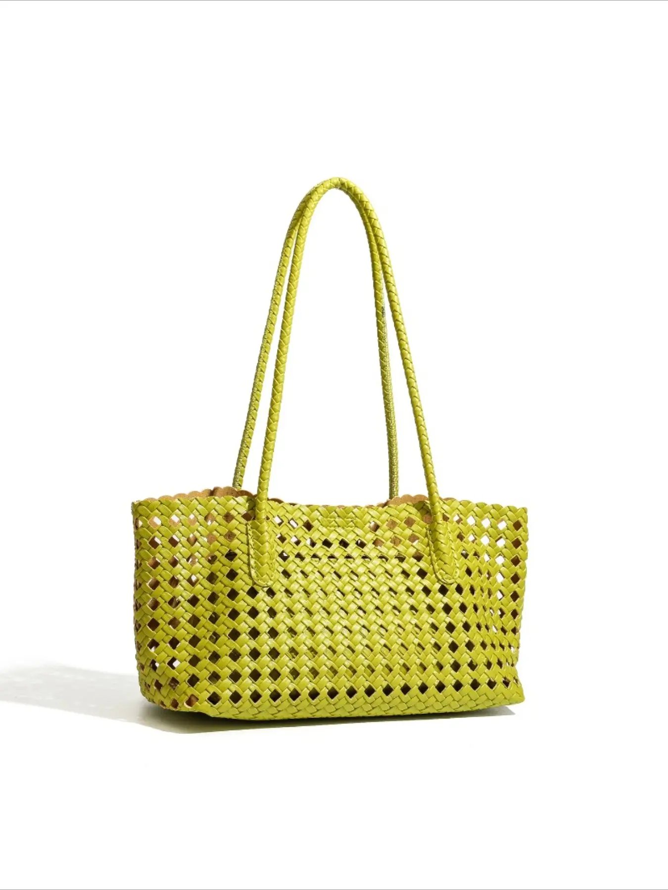 Women's Fashion Rhombus Hollow Out Woven Shoulder Bag, Aesthetic Shoulder Handbag, Casual Commute Beach Handbag, Mother-Child Backpack, Trendy Crossbody Design