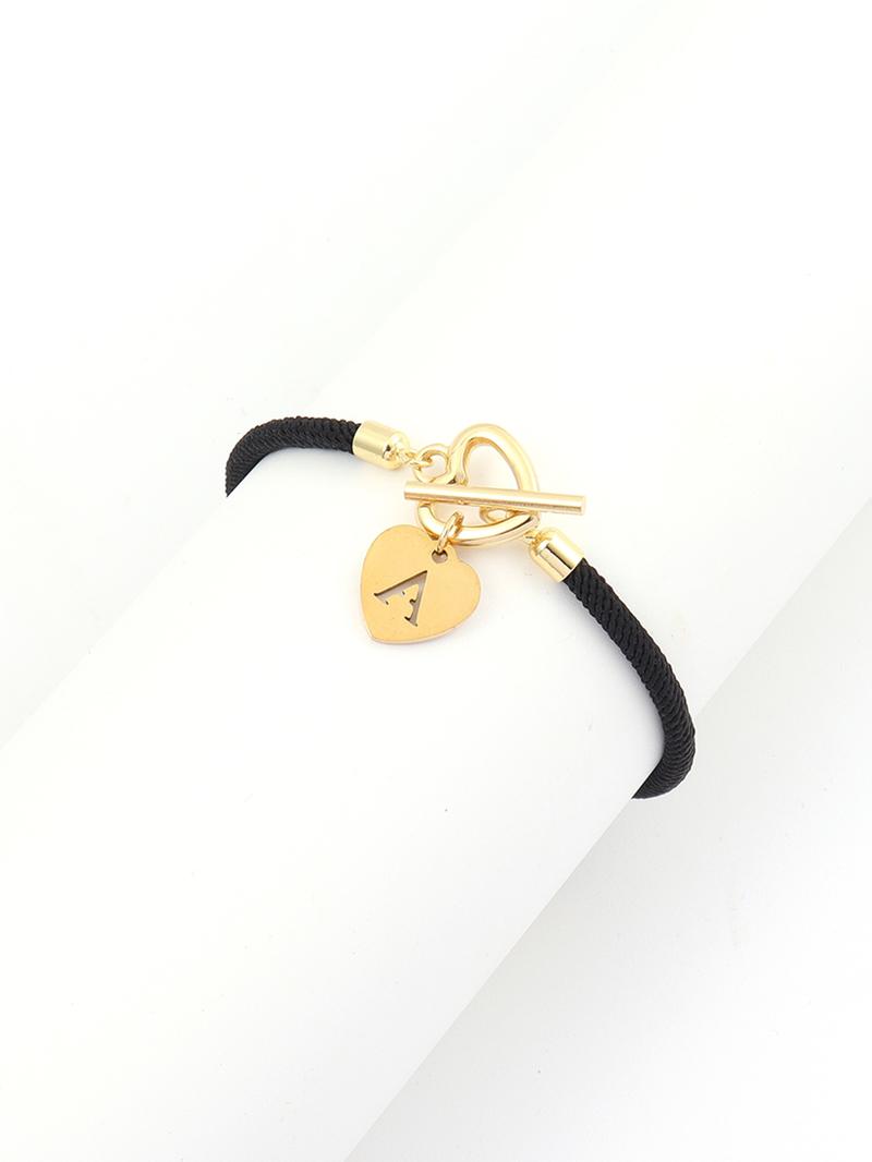 Heart & Letter Design Charm Bracelet, Fashionable Adjustable Rope Bracelet, Heart Shaped Bracelet for Women & Girls, Elegant All-match Fashion Jewelry for Daily Decor