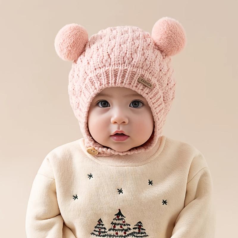 New1pc Children's Autumn Winter Baby Hat, Warm Cute Cartoon Infant Beanie for Boys and Girls, 3-12 Months, Fashionable Thickened Toddler Cap with Ear Coverage Suitable Daily Casual Outings & Activities Ideal Birthday Gift