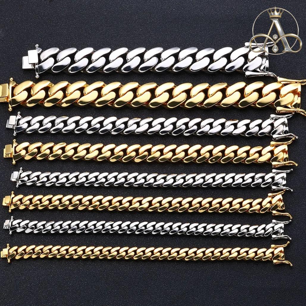 Aurelia Crest  Solid Cuban Chain Necklace Miami Cuban Link Chain Hip Hop Men Women Fine Jewelry Gift