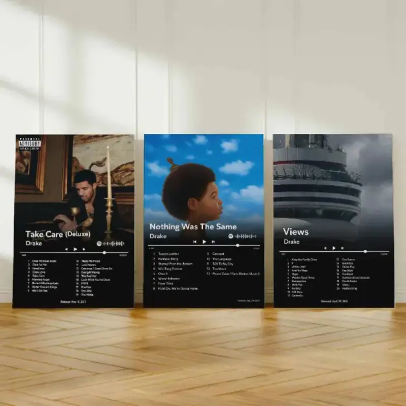 Drake Poster Set of 3, Album Cover Canvas Wall Art, Bedroom Decor, Dorm Room Decor, Home Decor, Music Wall Art, Rap Room Decor, Music Lover Gift