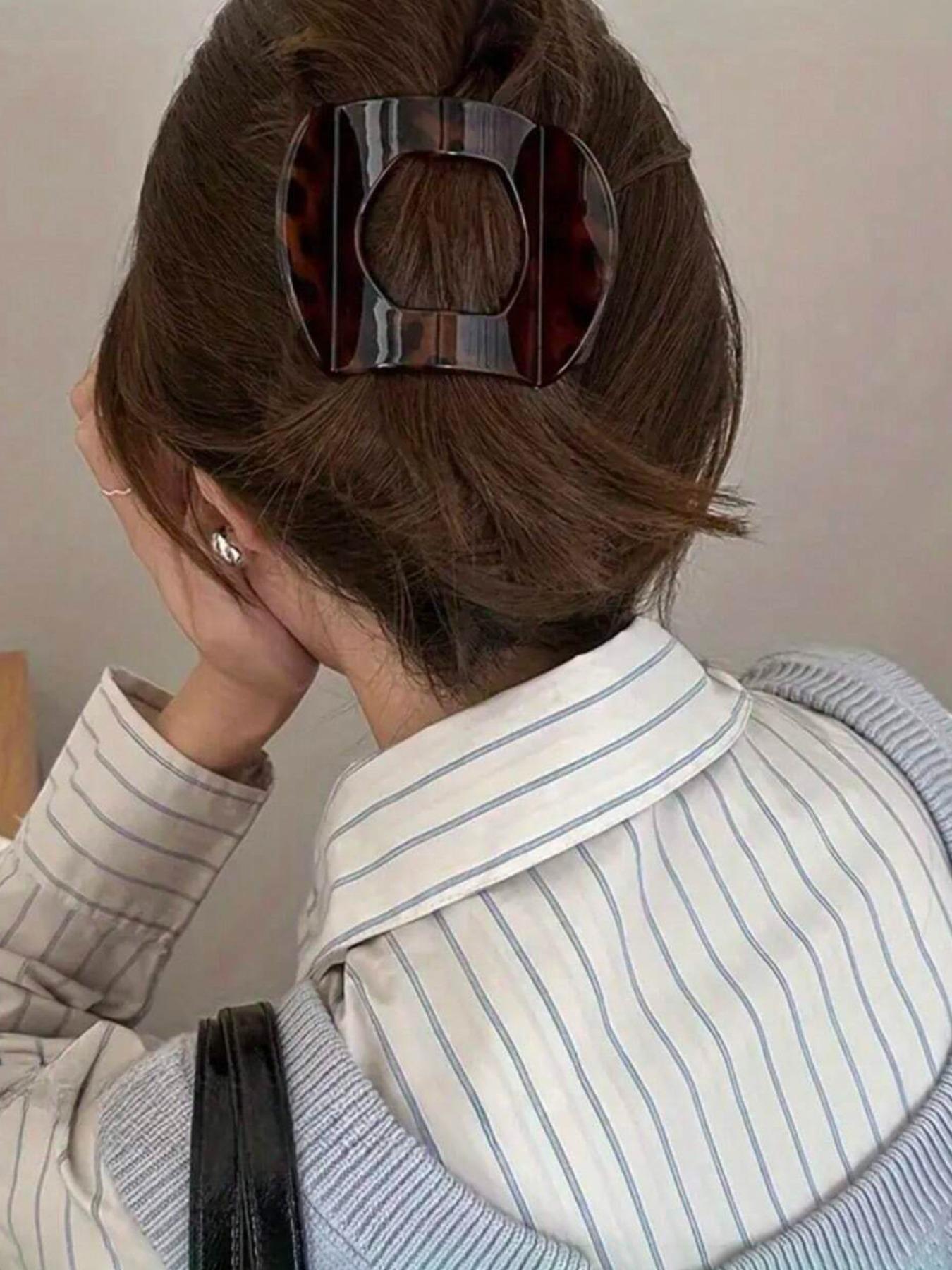 3-Piece Vintage Tortoiseshell Hair Clips, 10cm Flat Duckbill Claw Shark Clip, Casual All-Season Hair Accessories for Daily Use