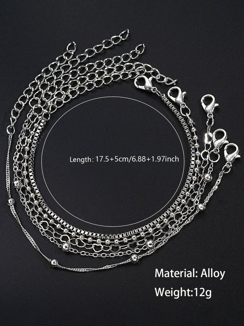 Simple Multi-layer Heart Design Link Bracelet, Personalized Bracelet for Women Jewelry, Stackable Bracelet, Fashion Accessories for Women & Men, Trendy Jewellery Accessories, Trendy Stack Bangle