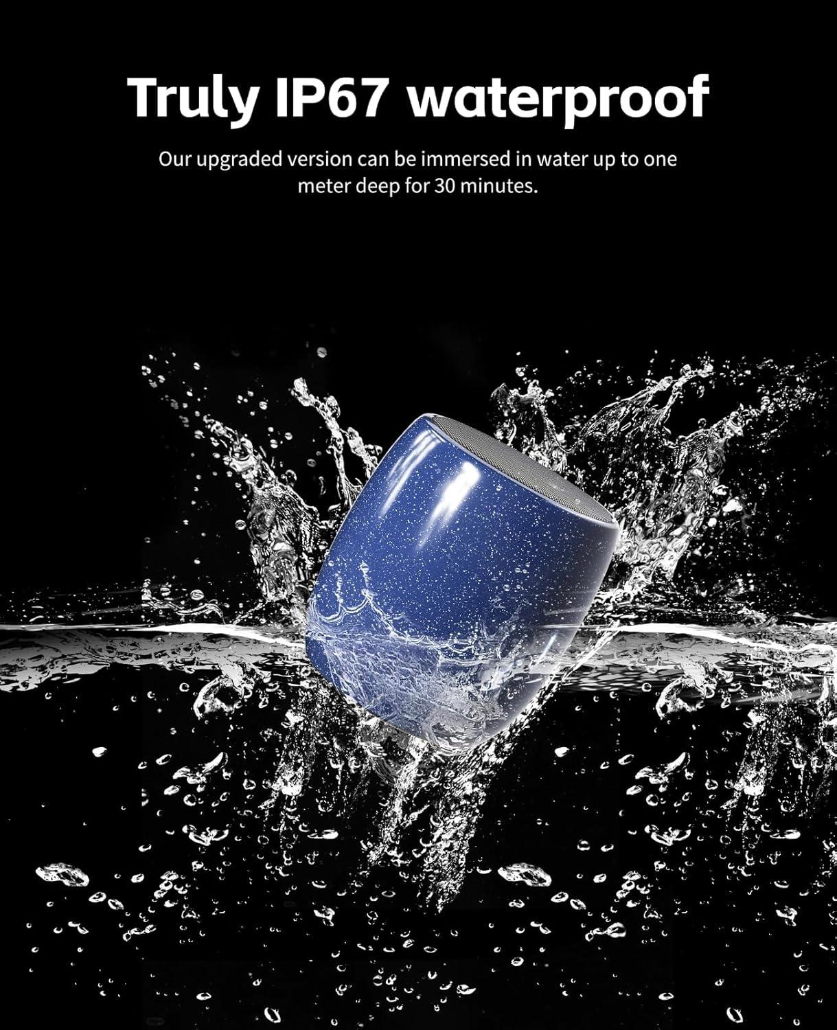 Small Speaker, Bluetooth Speaker with 360 ° HD Stereo Sound and Robust Bass, Mini Speakers with Hands-Free Call, IP67 Waterproof, Portable Speakers for Shower, Room, Car, Trip, Ideal Gift for Men, Women