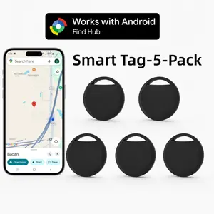 Rsh 5-Pack Smart Tracker, GPS Tracker for Android Find HUB, No Monthly Fee, Portable Mini Tracker, Replaceable Battery, Ideal for Business and Travel
