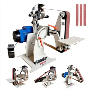 JLD10-7S Professional Belt Grinder Sander, 2x72 Inch Belt, 1500W Electric Motor with 2.2KW VFD, 2 sets of grinding kits with 3 grinding methods,Vertical and Horizontal operation includes 3 sanding belts.