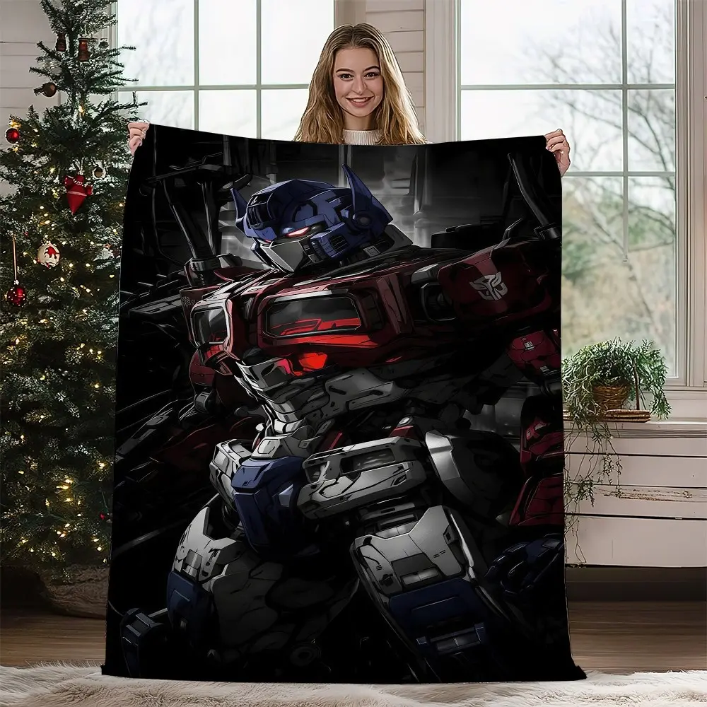 1PC  Transformers Inspired Fleece Blanket Iconic Robot Pattern Warm Cozy Throw Perfect for Lounging Decor and Gift Giving Flannel blanket, throw blanket, extra-large blanket, cartoon printed blanket