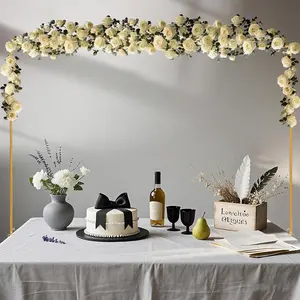 Over The Table Rod Stand with Clamps, Adjustable 46"-100'' Length 29"-55" Height Table Balloon Arch Stand for Wedding Birthday Festival Celebration Decoration, Metal Decorating Rod , Golden