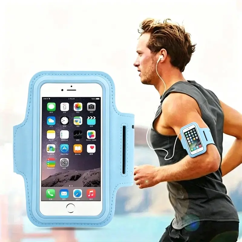 1-piece pack, unisex running sports wristband bag, outdoor fitness cycling touch screen phone earphone car key storage arm bag/wrist bag, compatible with Apple 17, 16, 15, 14, 13, 12 series and other phones below 6.9inch
