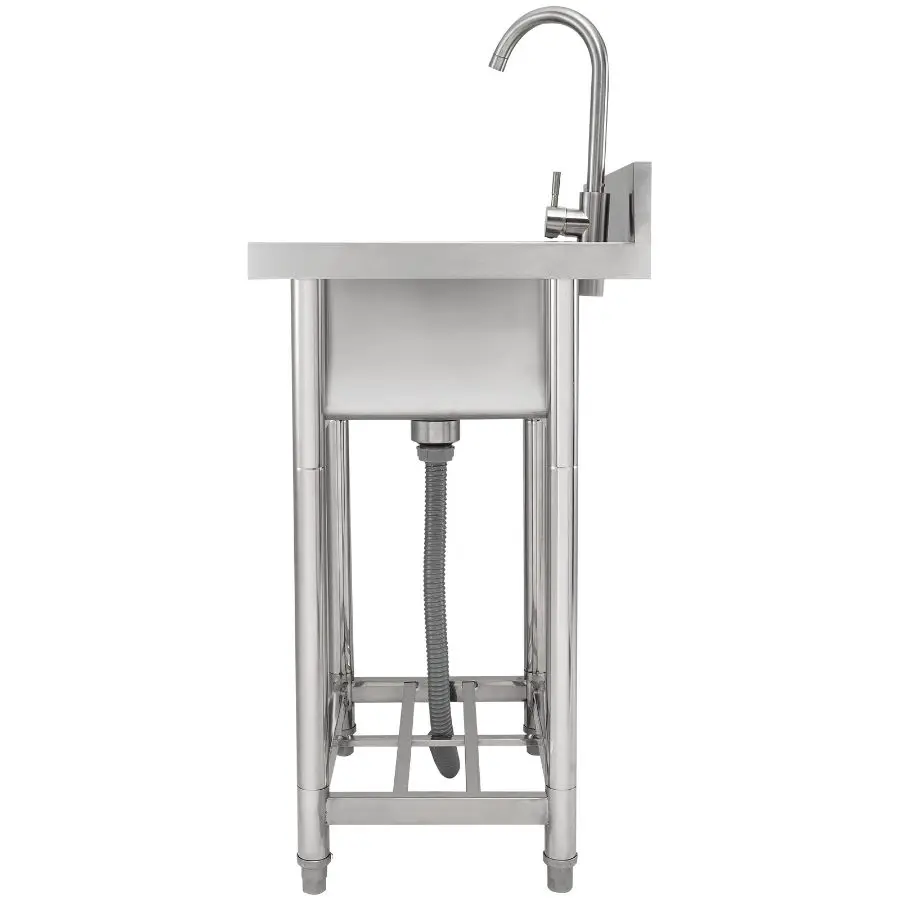 VEVOR Stainless Steel Utility Sink, 1 Compartment Free Standing Small Sink Include Faucet legs, 16x 13x 8.7 in Commercial Single Bowl Sinks for Garage, Restaurant, Kitchen, Laundry