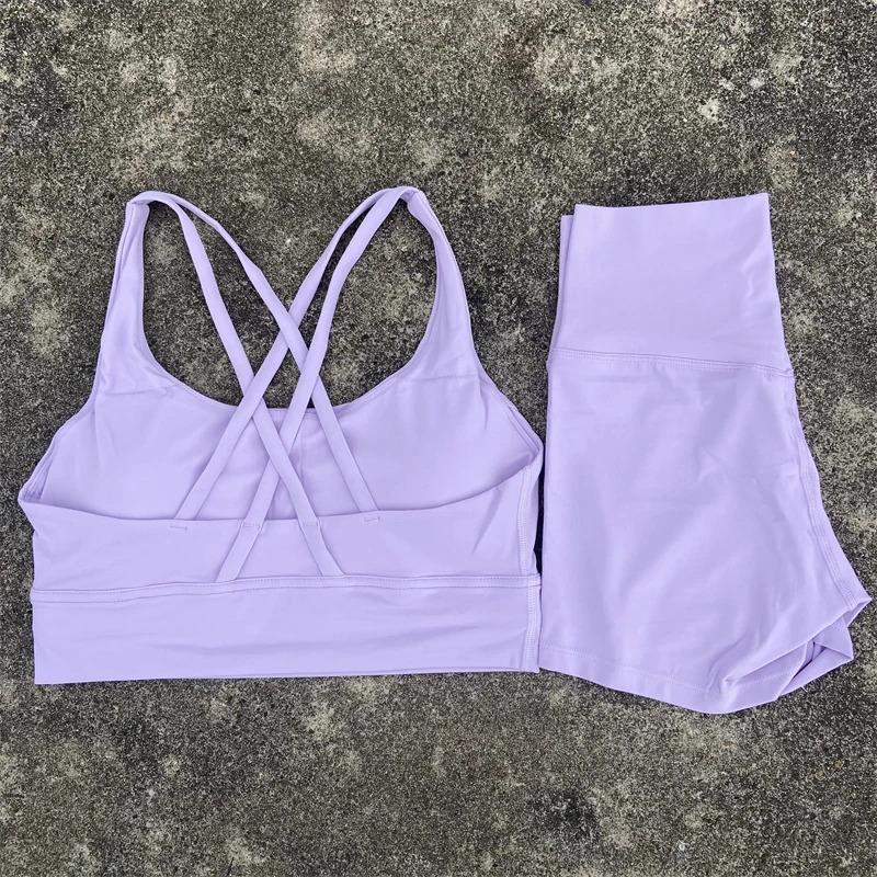 Yoga Clothes  2 Piece Gym Sports   Women Cross Back Bra Top   Fitness Suit Running Workout Tracksuit pickles and pins white set solid color two-piece leg sweatpants wear shorts Floral Tummy Control Tankini Swimsuit Boho Graphic Bandeau Vest cotton tank