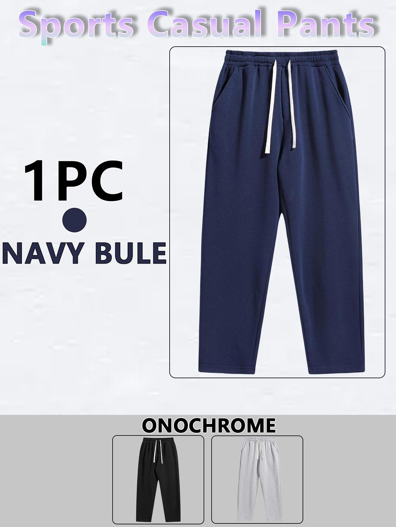 Men’s Regular Fit Solid Drawstring Waist Sweatpants, Casual Pocket Design Pants for Fall & Winter, Men’s Trousers for Everyday Wear, Yoga Training Pants, Vacation Outfits, Essentials, Men’s Outfits