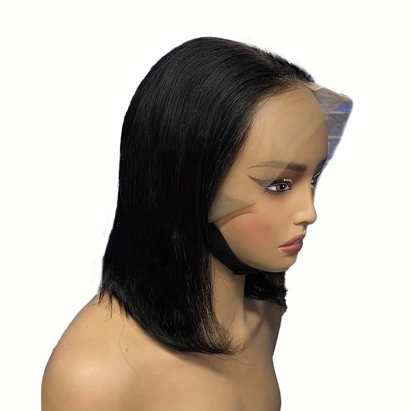 Hot Sell New Women'S 10 Inch 180% Density Human Hair Bob Wig - Black, Straight, Full Frontal with Lace Area 13x4, Perfect for Carnival, Music Festivals & Business Attire, Festival Hair Accessory |   Stylish Haircut |   Highquality Hairpiece, Wigs for Wome