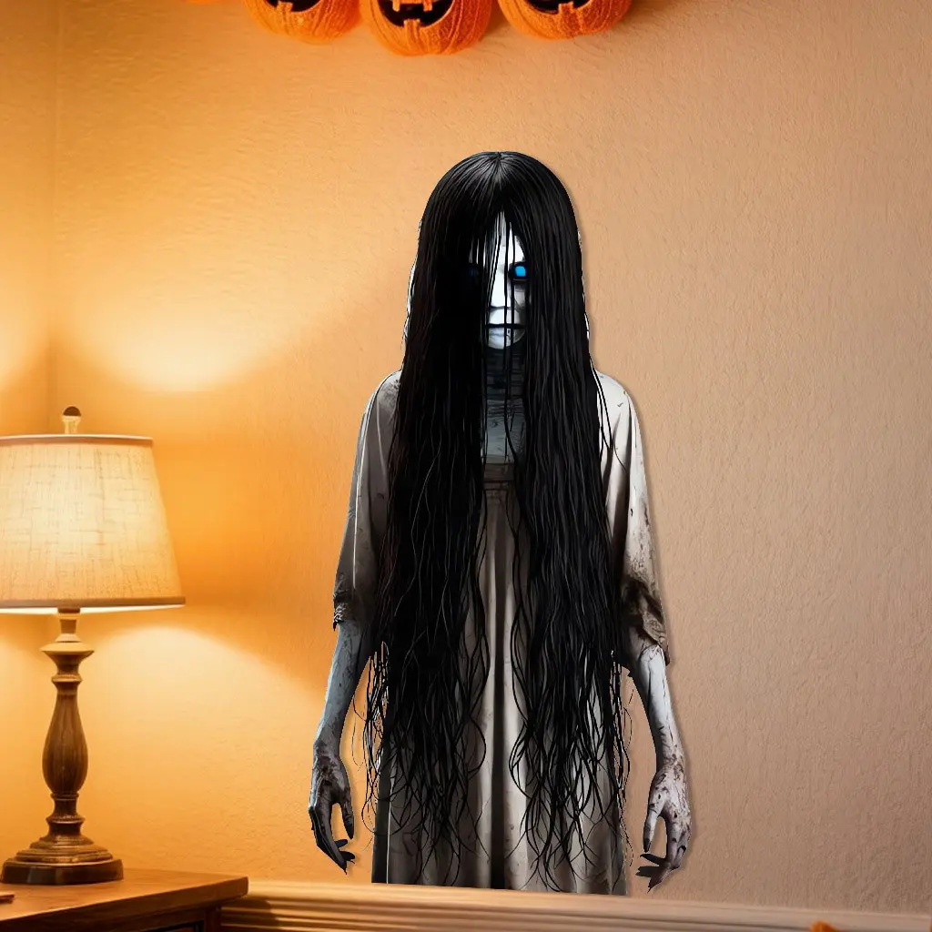 Halloween Horror Window Break Decor Sticker, Self-Adhesive Removable PVC, Room Wall Home Decoration, Halloween Party Stickers