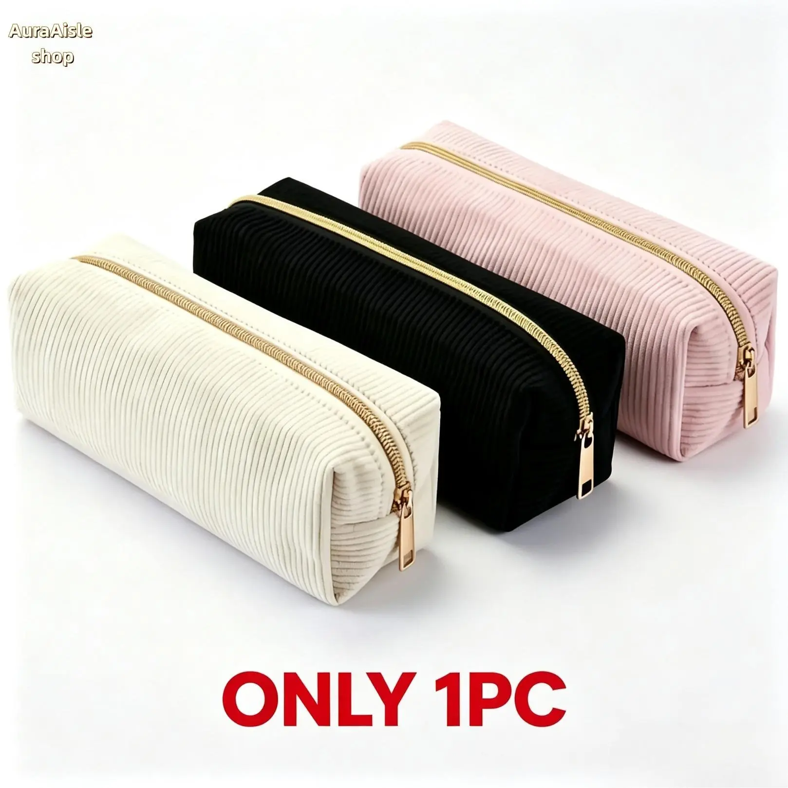 Durable Corduroy Zipper Pencil Case, Large Capacity Stationery Pouch, Portable Makeup Storage Bag, Practical Organizer For School, Office, Home Daily Use, Versatile Multi‑Purpose Accessory Pouch