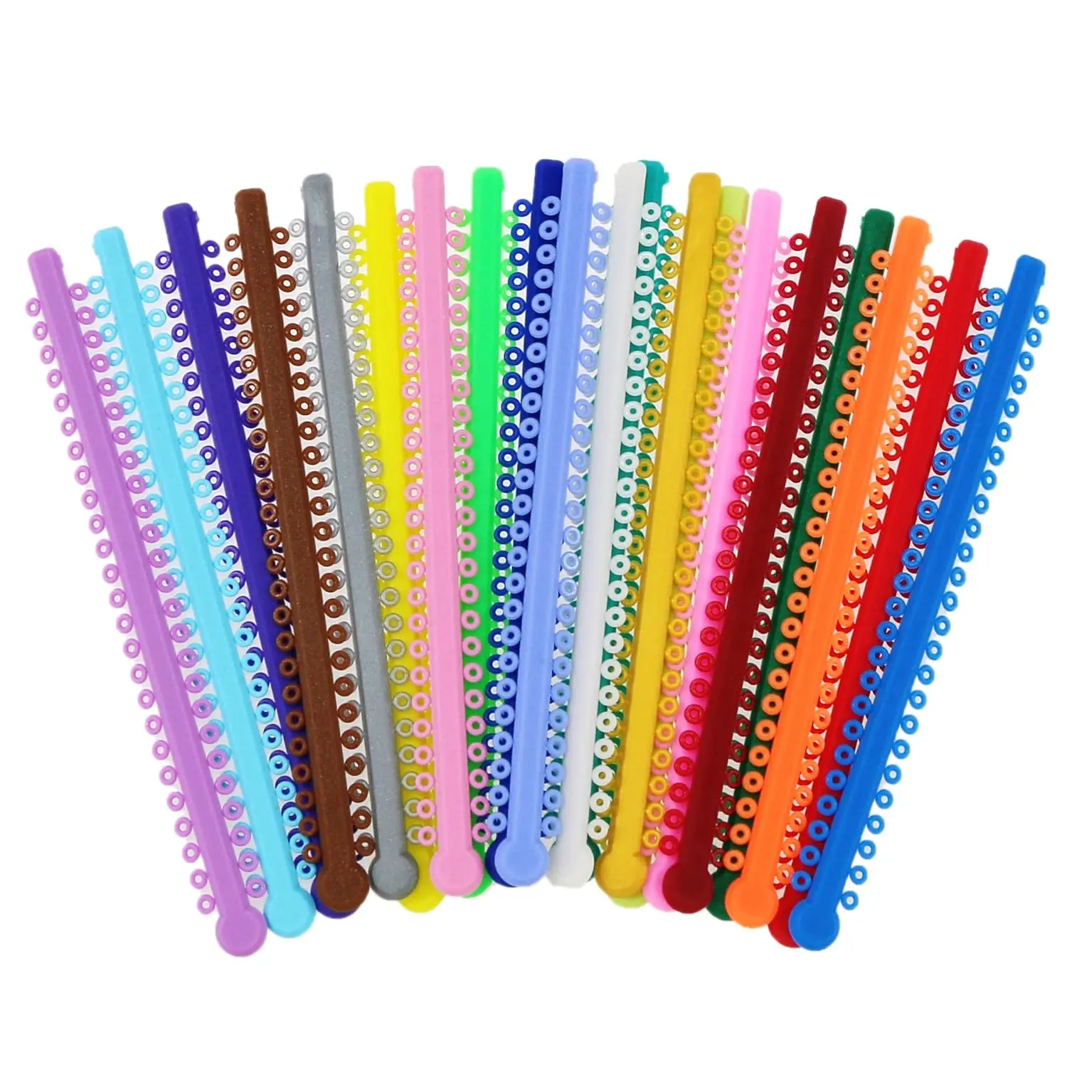 Oral Dental Orthodontic Ligature Ties Gentle Elastic Rubber Bands, L-Mixed Multicolour Pack