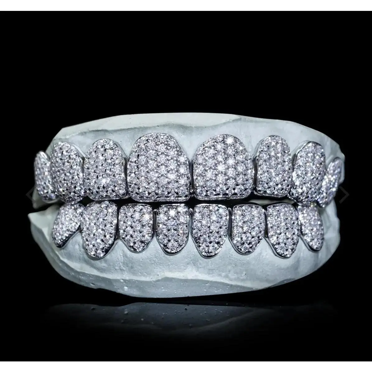 SSS Honeycomb VVS Moissanite Diamond Permanent/Deep Cut Set S925 Filled 14K Pure Gold Braces Molded Oral Dental Gem Accessories