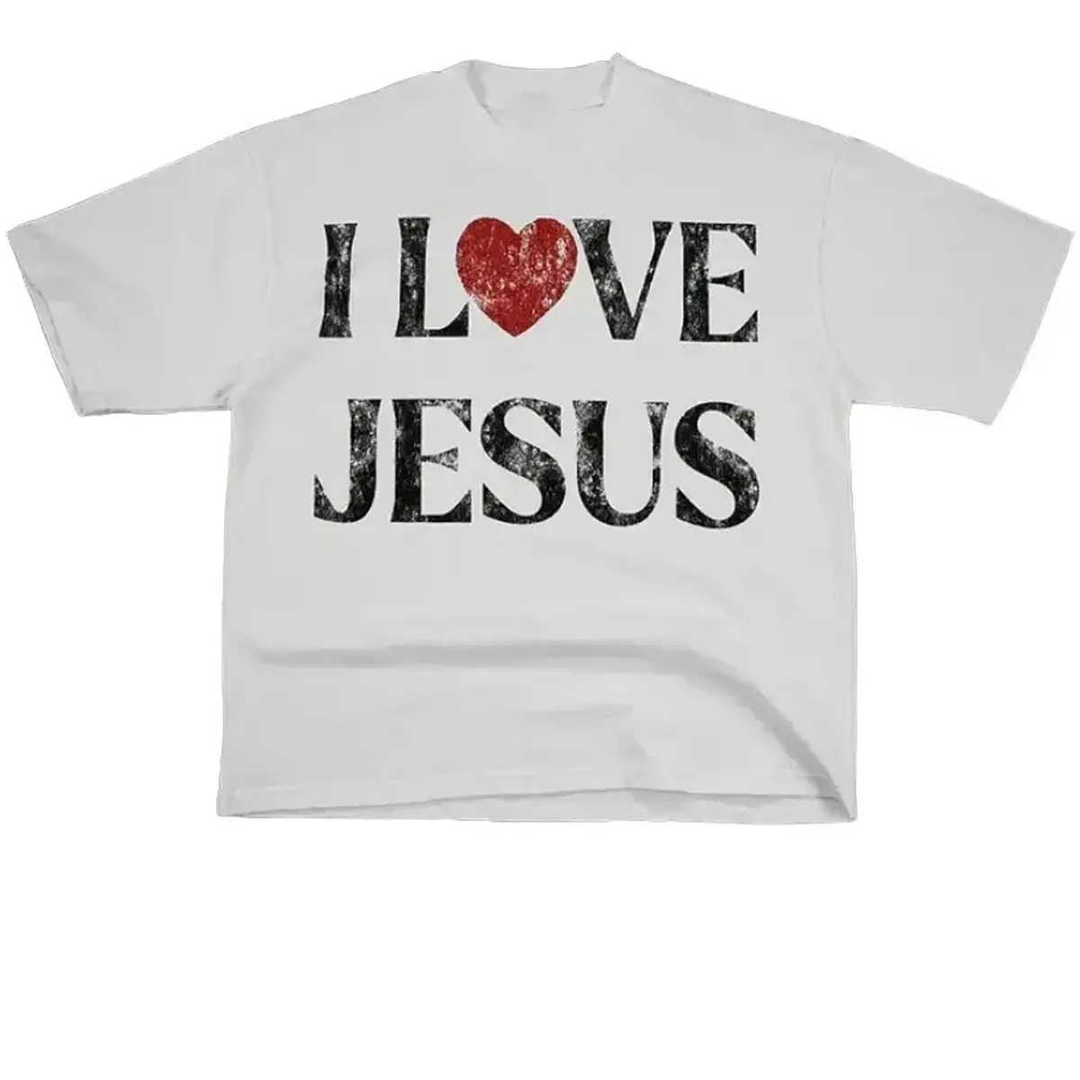 Vintage I Love Jesus Print Short Sleeve T-Shirt Menswear Top Underwear Tshirt Cotton Polyester Graphic Round Neck Casual