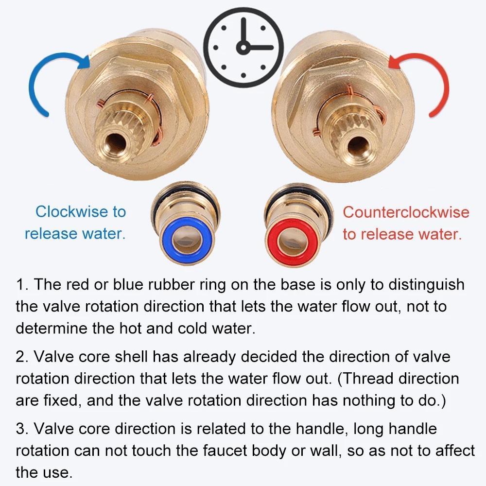 G1/2 Inch Copper Valve Core, Durable Anti-leak Valve Core, Bathroom Universal Cold & Hot Water Mixing Valve Replacement Repair Parts