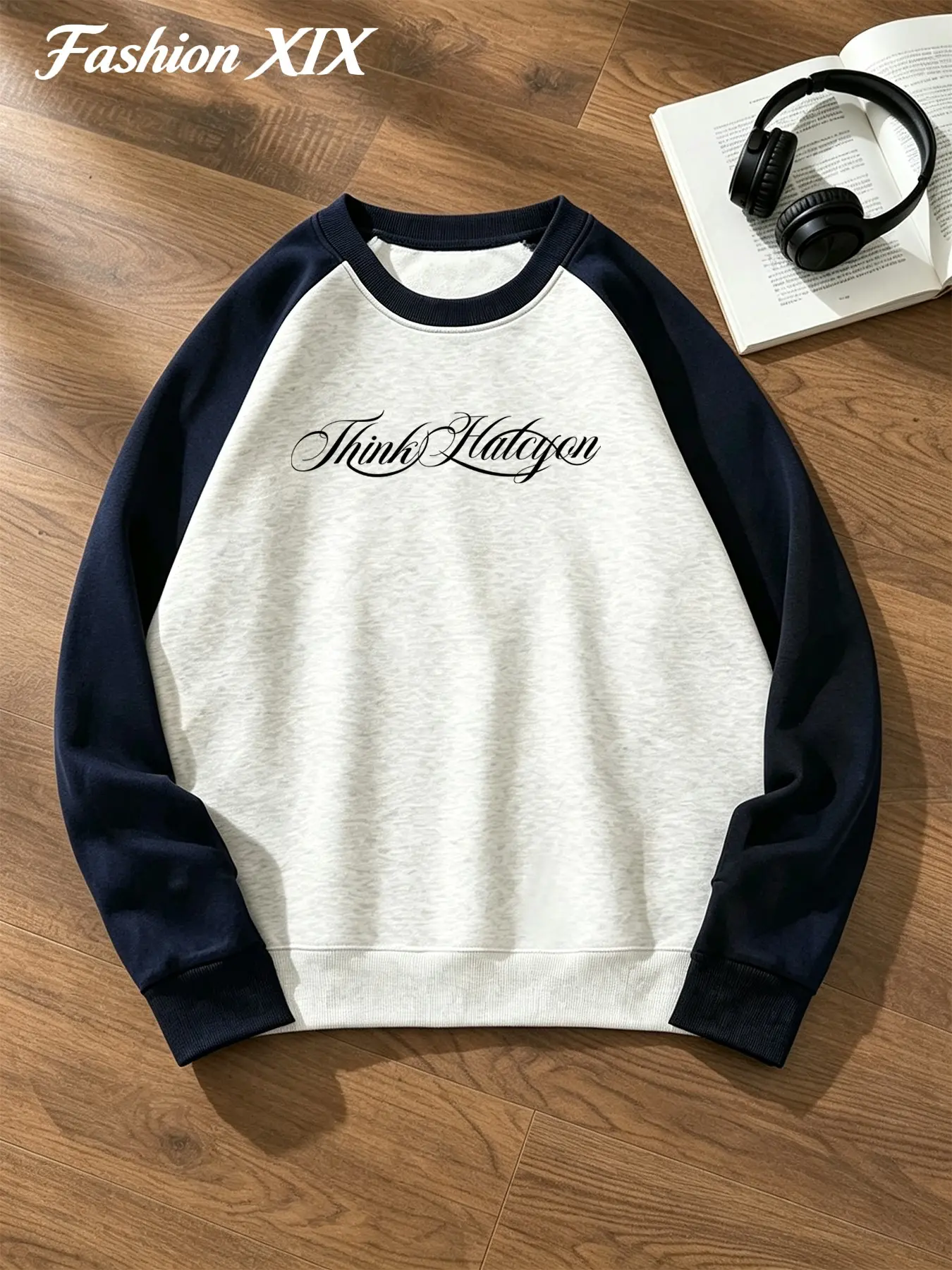Unisex Men Women Teen Girls Boys All Season Raglan Long Sleeve Crewneck Sweatshirt Retro Cursive Letter Print Loose Oversized Fit Soft Pullover Top Casual Daily School Campus Street Lounge Jogging Outfit Vintage Rare Aesthetic Y2K Grunge Dark Academia Clo
